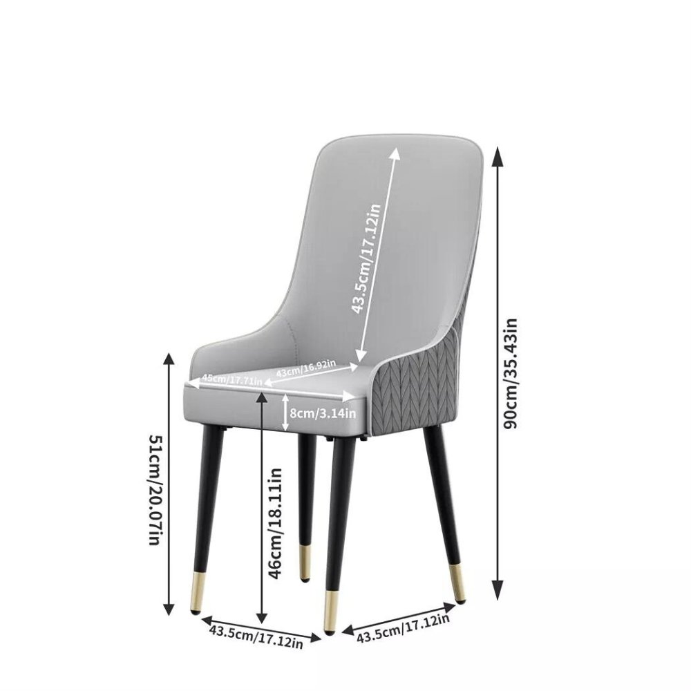 Stylish PU Leather Dining Chairs with Metal Legs