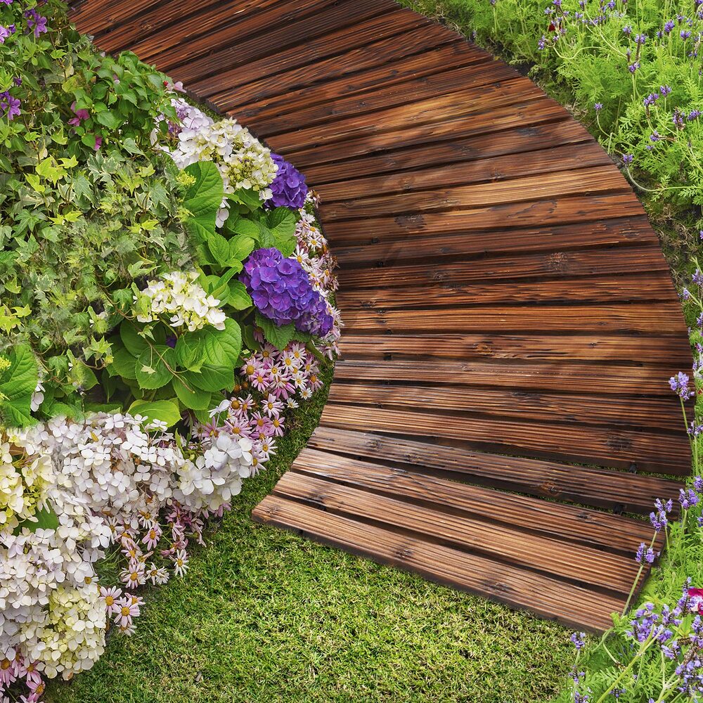 Garden Wooden Pathway Roll-Out Curved 8ft