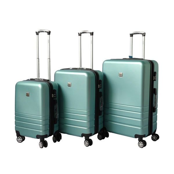 YES4HOMES Expandable ABS Luggage Suitcase Set 3 Code Lock Travel Carry Bag Trolley Green