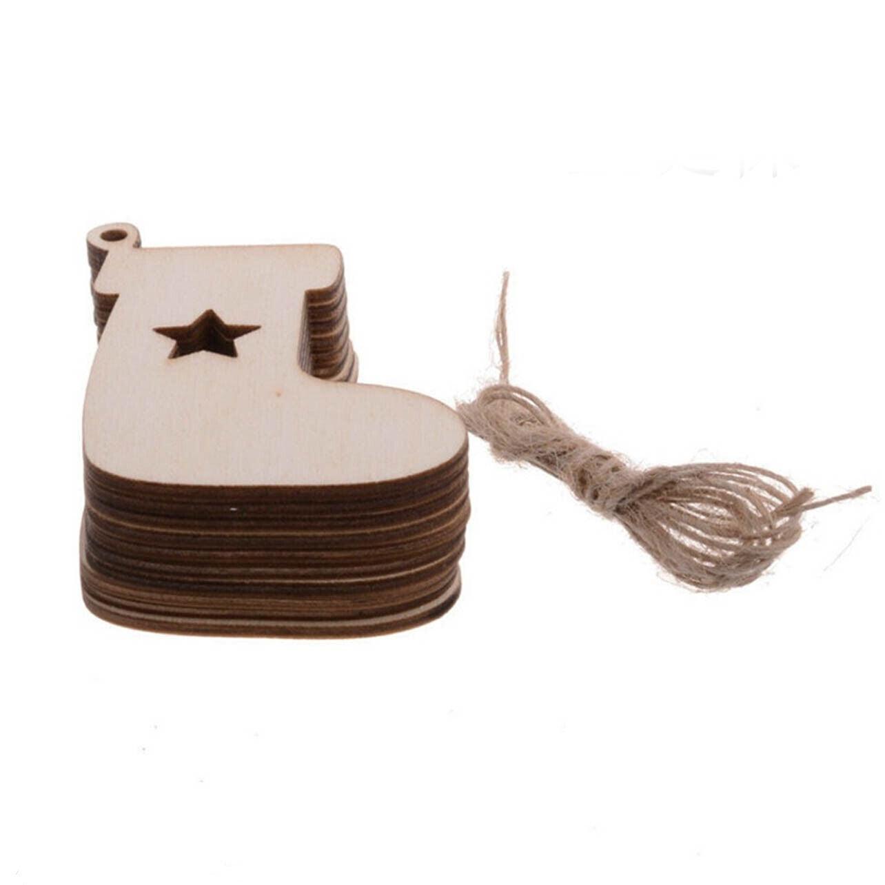 Wooden Christmas Hanging Ornament for Tree DIY Craft Decoration 10pcs - Christmas Stocking