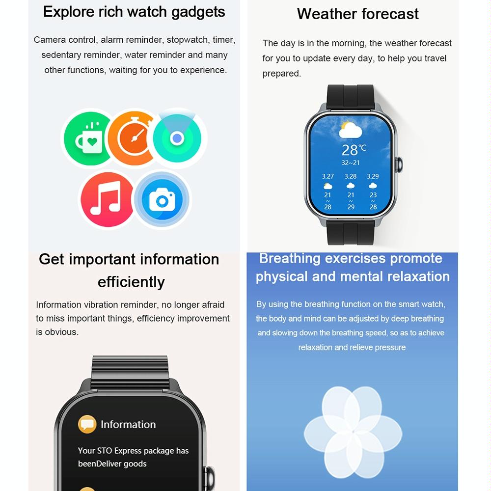 2.01 Inch 2 In 1 Bluetooth Earphone Smart Watch With Nfc & Steel Strap - Black