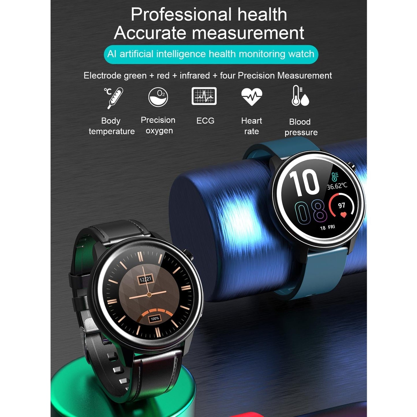 Waterproof Smart Bracelet With Health Monitoring And Metal Strap - Tft Screen