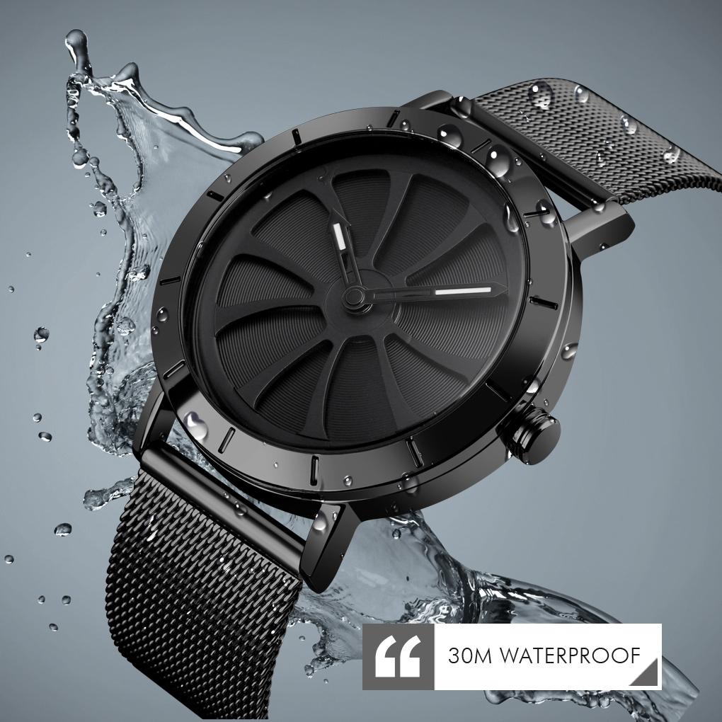 Stylish Skeleton Dial Waterproof Men Watch with Mesh Strap - Rose Gold