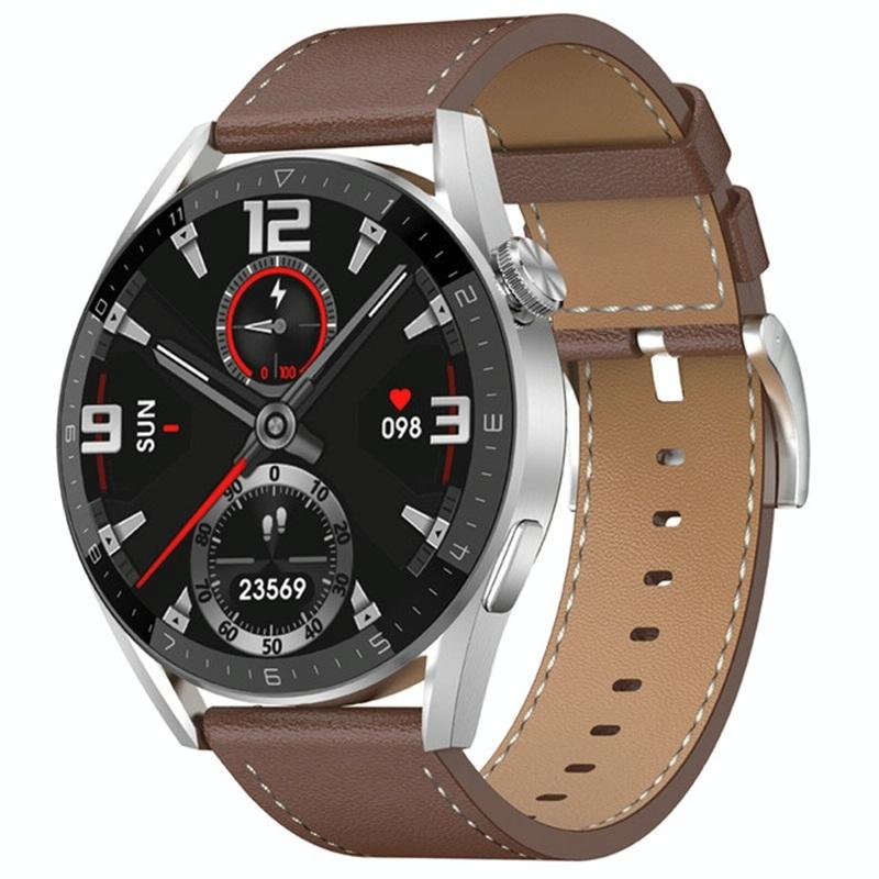 Smart Leather Watch With Colour Screen - Black
