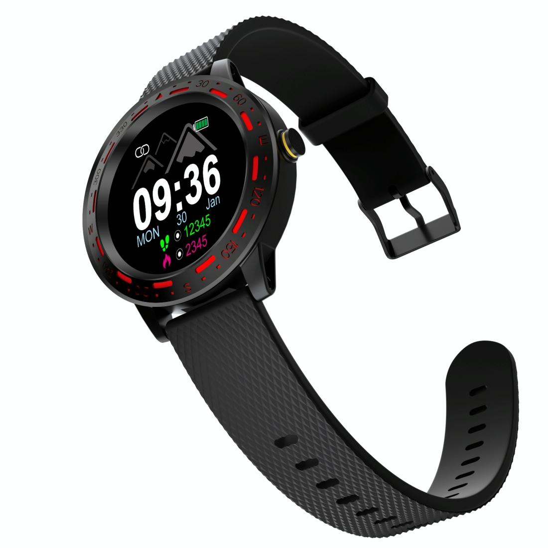 1.3 Inch Tft Screen Ip67 Waterproof Smart Watch Bracelet Support Sleep Monitor / Heart Rate Monitor / Blood Pressure Monitoring - Black Red