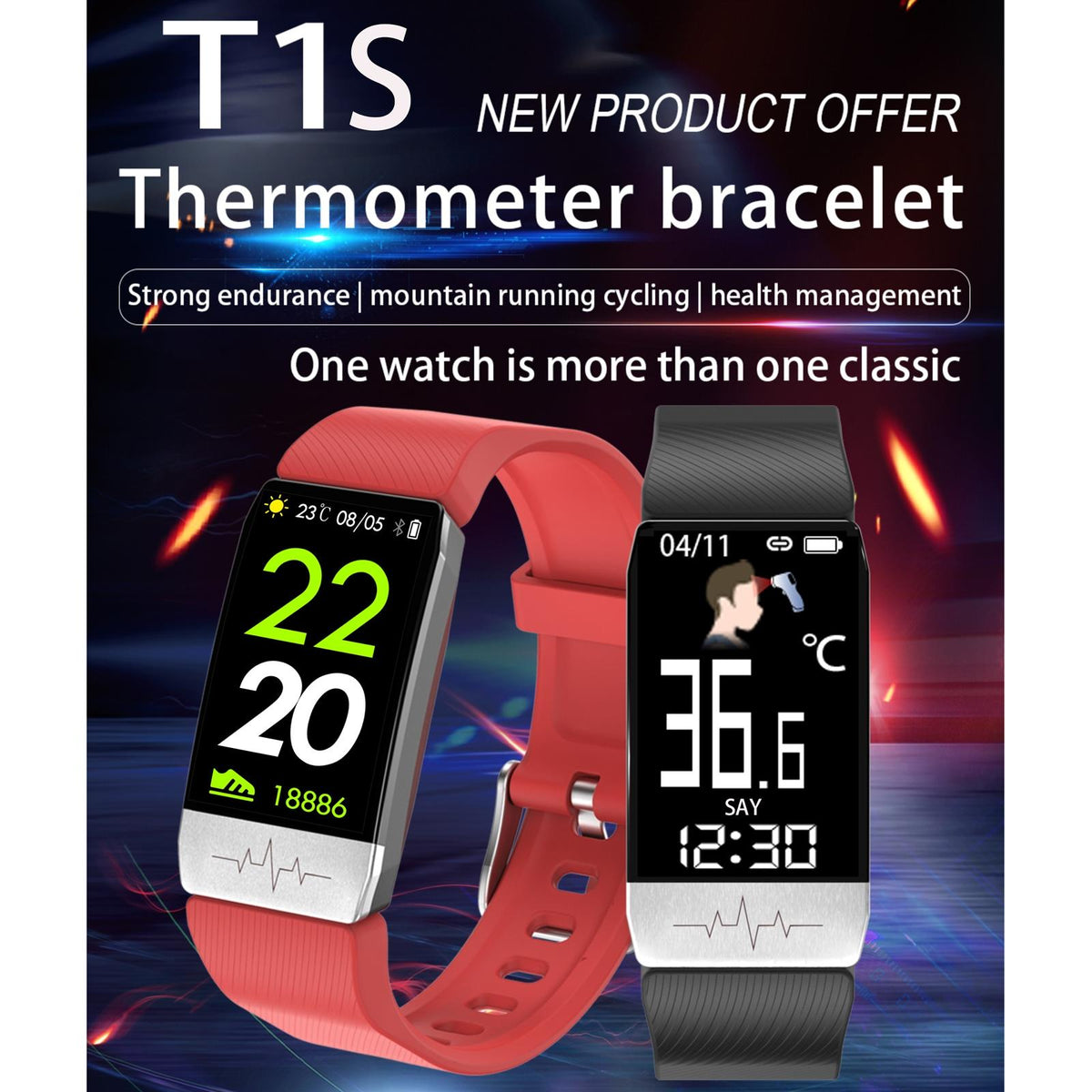 Waterproof Smart Bracelet With Blood Oxygen & Heart Rate Monitoring - Red