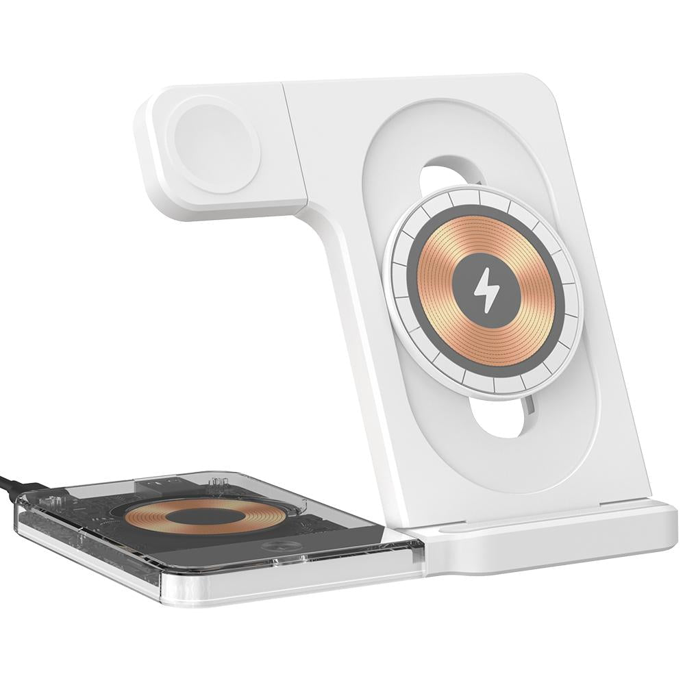 15W 5 In 1 Foldable Magnetic Wireless Charger With Night Light - Black