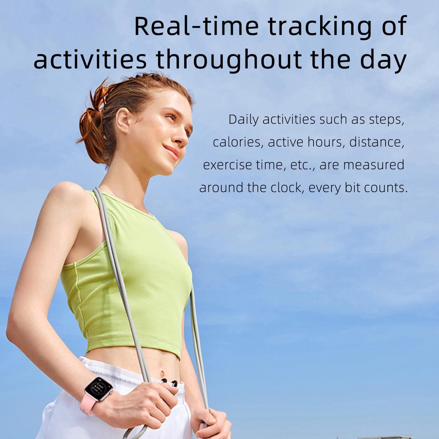 1.69 Inch Ip67 Waterproof Smart Watch With Touch Screen Health Monitoring - Rose Gold