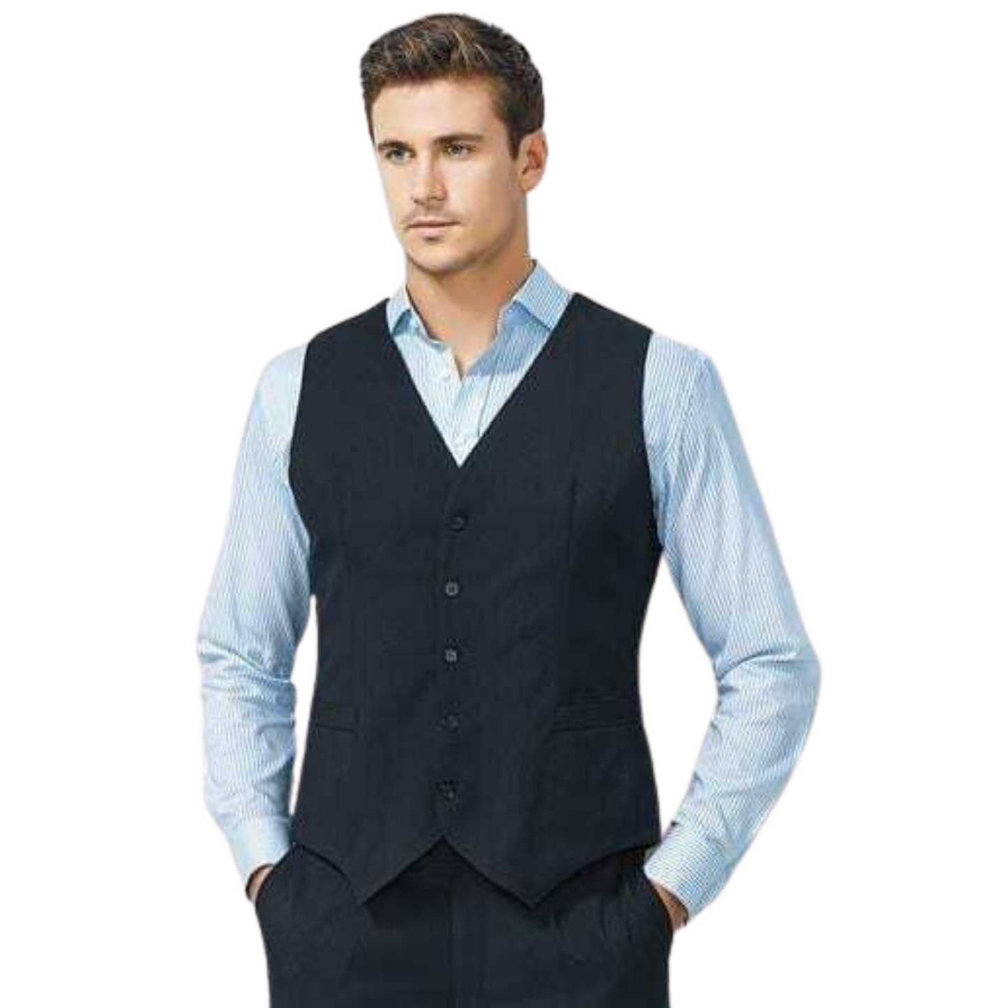 Mens Peaked Vest Waistcoat w/ Knitted Back Suit Formal Wedding Dress Up - Navy - 92