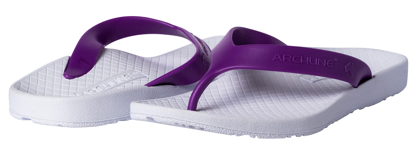 ARCHLINE Orthotic Thongs Arch Support Shoes Footwear Flip Flops Orthopedic - White/Fuchsia - EUR 41