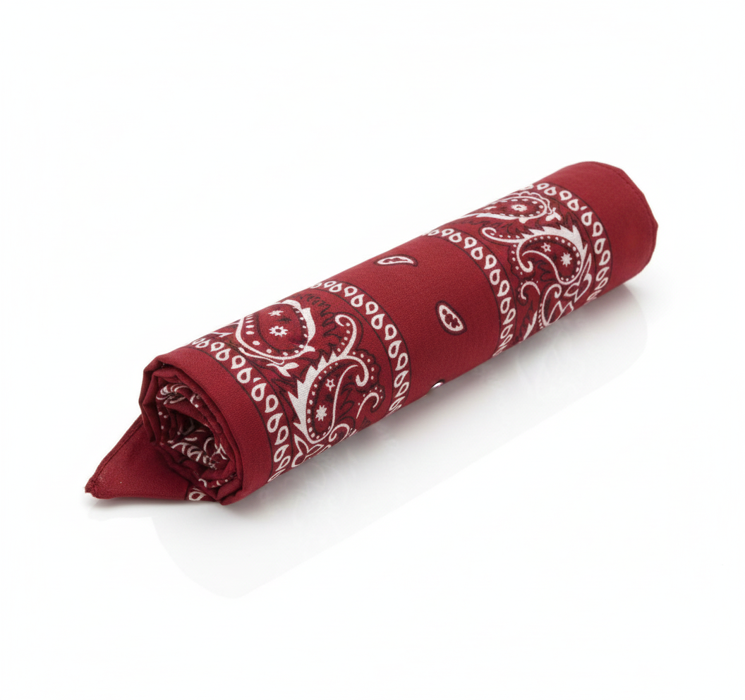BANDANA Paisley 100% COTTON Head Wrap Durag Bandanna Summer Biker Scarf Mask - Burgundy