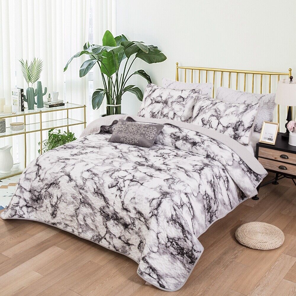 Marble Whisper Lightweight 3 Pc Bedspread & Pillow Cover Set