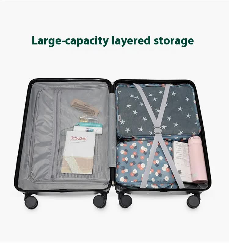 Smart Carry-On Luggage with Cup Holder & USB Charging Port - Mint green Color Spinner Suitcase for Travel Convenience 24 inch