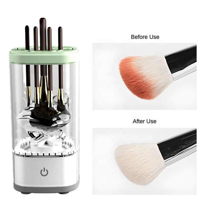 White Electric Makeup Brush Cleaner and Dryer โ USB Automatic Household Cleaning Device with UV Sterilization and Fast Drying Function