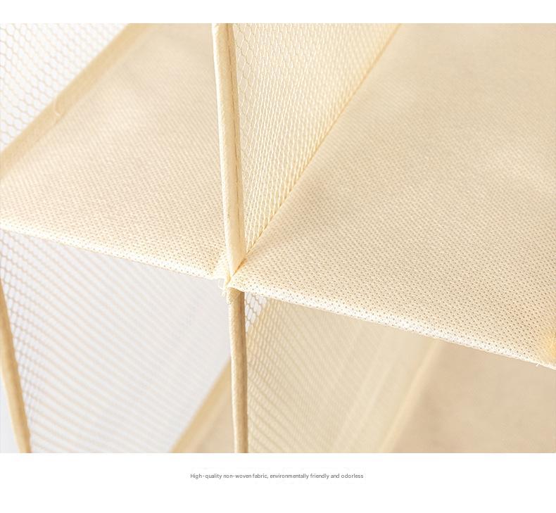 Beige Hanging Dustproof Storage Bag - Multi-Layer Organizer for Bags, Clothes & Accessories, 3-Tier Non-Woven Fabric