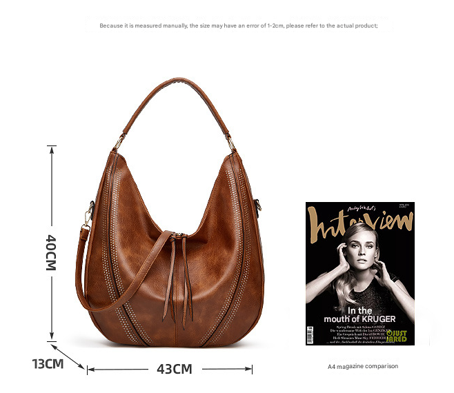 Black Mother and Child Bag Two Piece Set Distressed Faux Leather Hobo Bag - Large Capacity Shoulder Bag for Women