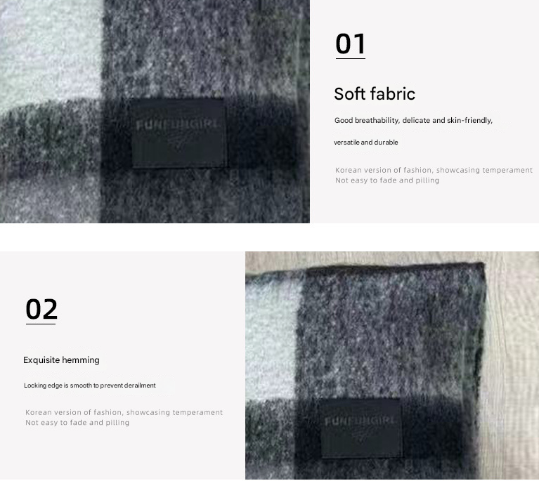 Multicolor Classic Plaid Faux Cashmere Winter Scarf - Warm and Stylish 50 x 180 cm Design