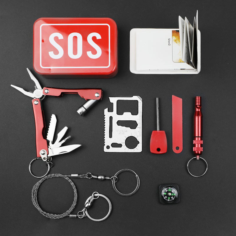 Compact SOS Survival Kit - 194 g Emergency Multi-Tool Set for Outdoor Adventures