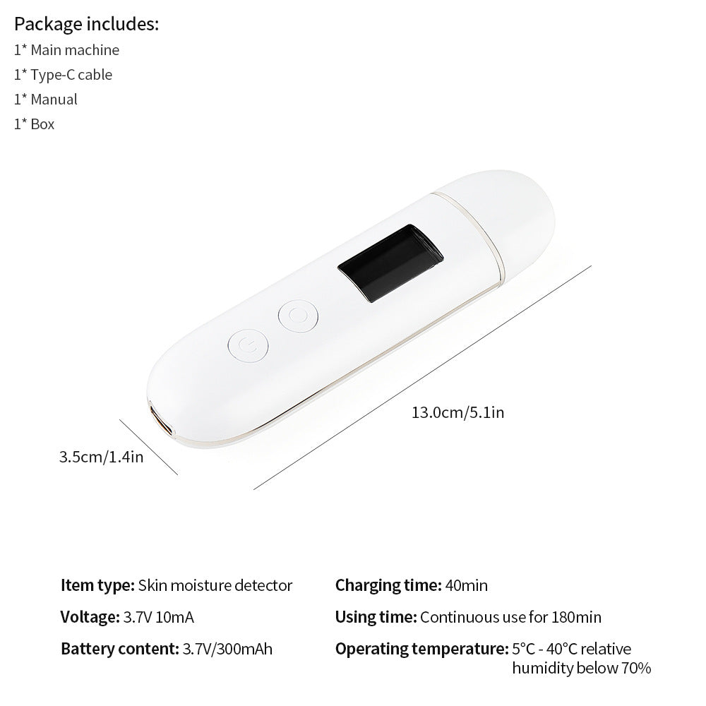 Smart Skin Analyzer with Multi-Function Detection - Measures Hydration, Oil, Elasticity, Skin Age & Fluorescent Agent Test(White)