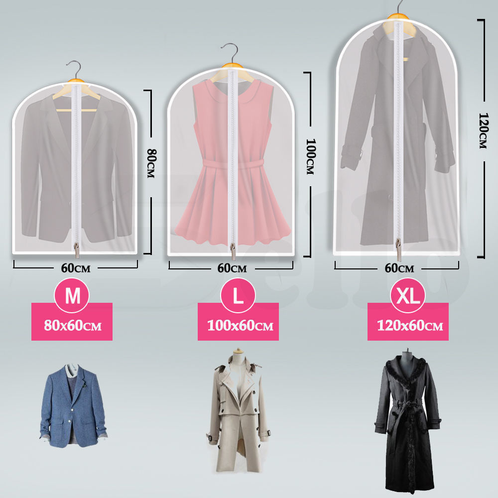 6Pcs Suit Dress Clothing Dust Cover Bag Jacket Wardrobe Storage Coat Protector (2M+2L+2XL)