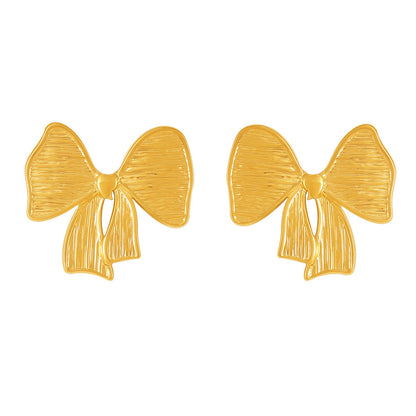 Bow Stud Earrings Stainless Steel PVD Electroplating Color Retention Simple