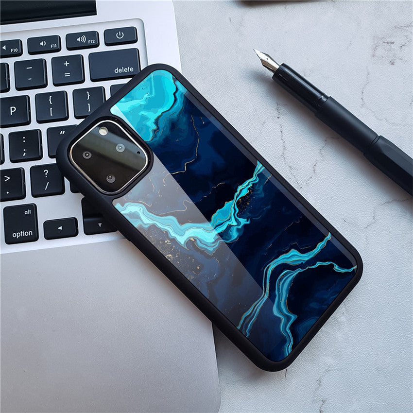 Compatible with Apple , Anti-drop marble pattern mobile phone case