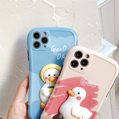 Compatible with Apple, Three Dimensional Cute Duck Phone Case Iphone12pro 7P Cartoon Anti Drop Case