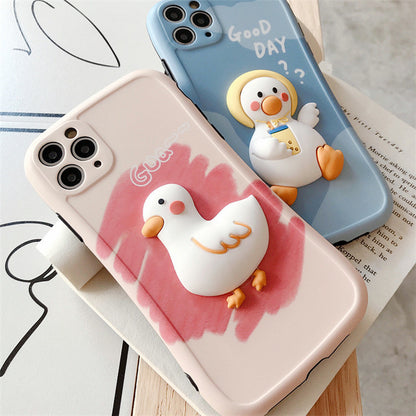 Compatible with Apple, Three Dimensional Cute Duck Phone Case Iphone12pro 7P Cartoon Anti Drop Case