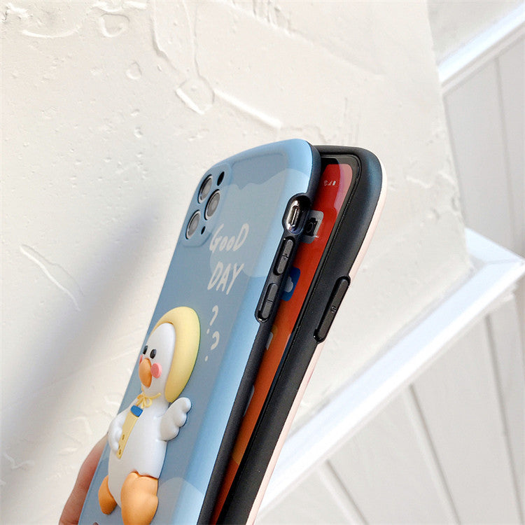 Compatible with Apple, Three Dimensional Cute Duck Phone Case Iphone12pro 7P Cartoon Anti Drop Case