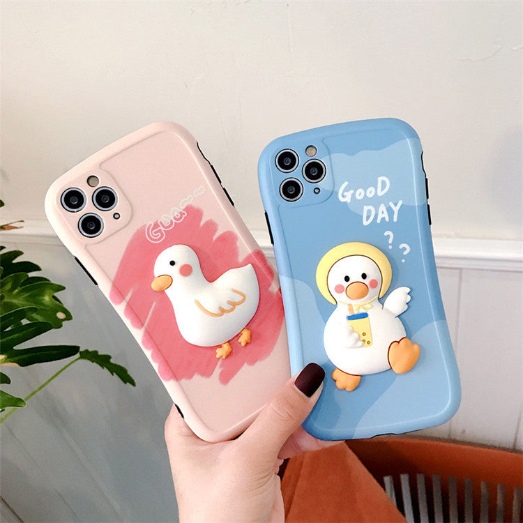 Compatible with Apple, Three Dimensional Cute Duck Phone Case Iphone12pro 7P Cartoon Anti Drop Case