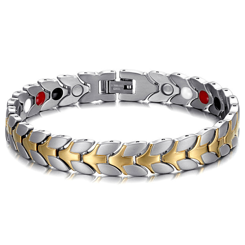 Stainless Steel Couple Bracelet Magnetic Germanium Anion Far Infrared Dour-In-One Bracelet