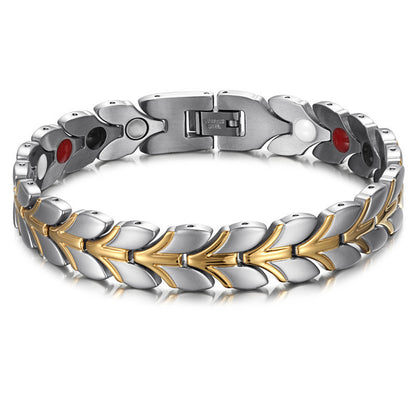 Stainless Steel Couple Bracelet Magnetic Germanium Anion Far Infrared Dour-In-One Bracelet