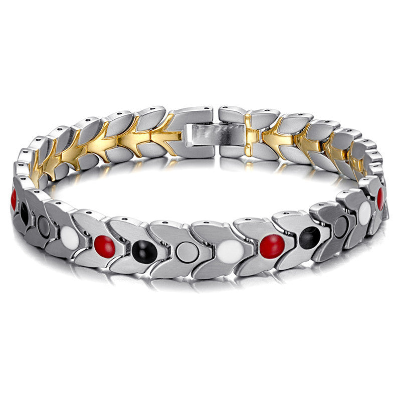 Stainless Steel Couple Bracelet Magnetic Germanium Anion Far Infrared Dour-In-One Bracelet