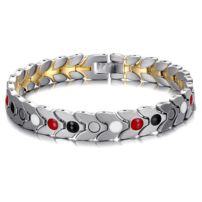 Stainless Steel Couple Bracelet Magnetic Germanium Anion Far Infrared Dour-In-One Bracelet
