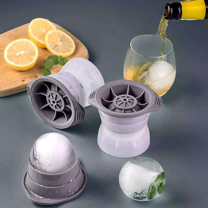 Pack of 2 Sphere Shape Ice Molds Quick Release  Ice Ball Maker for Cocktail