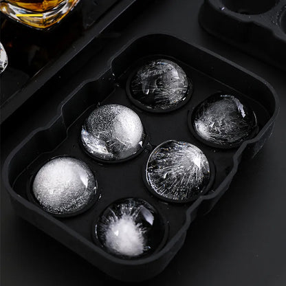 6 Large Sphere Shape Cocktail Ice Molds Quick Release Ice Ball Maker