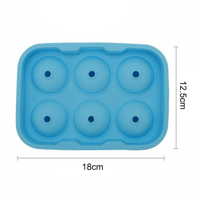 6 Large Sphere Shape Cocktail Ice Molds Quick Release Ice Ball Maker