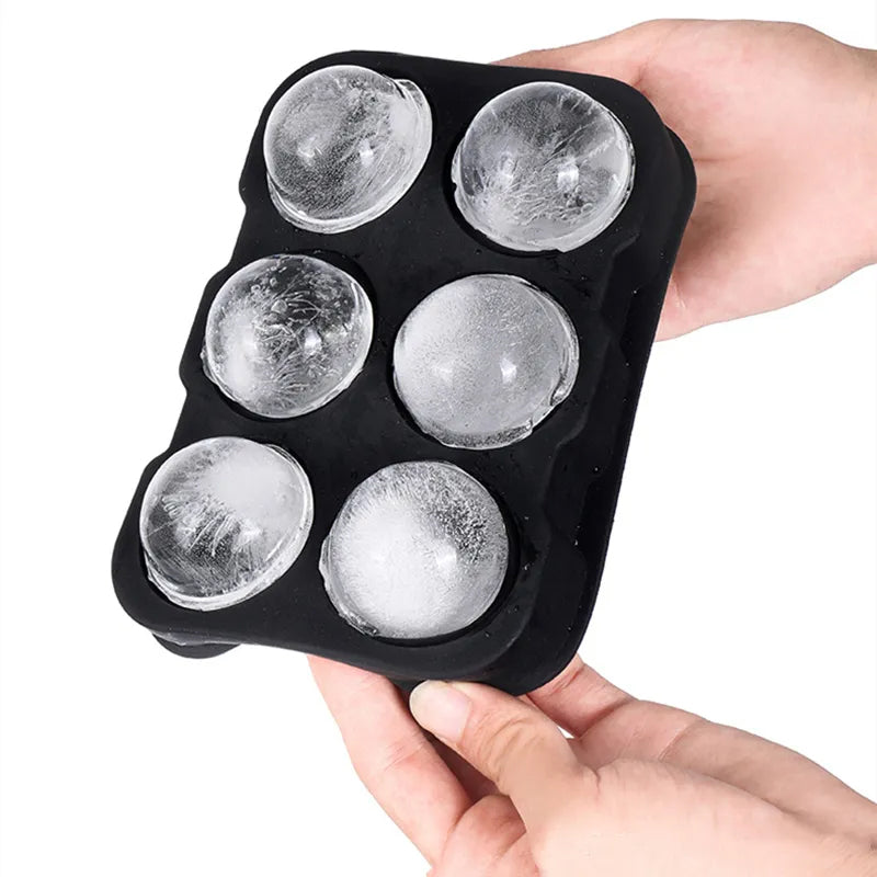 6 Large Sphere Shape Cocktail Ice Molds Quick Release Ice Ball Maker