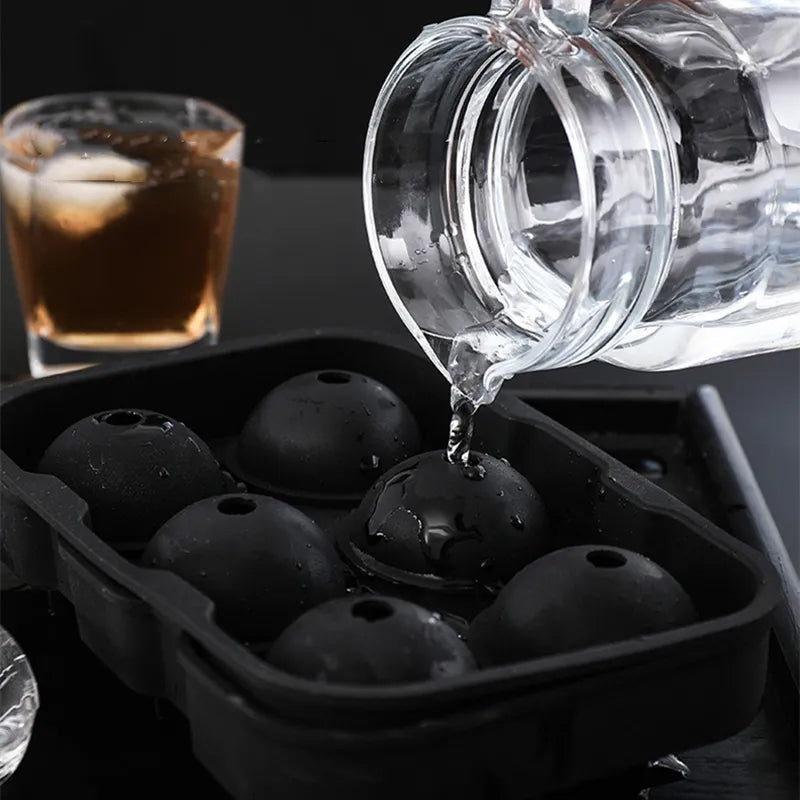 6 Large Sphere Shape Cocktail Ice Molds Quick Release Ice Ball Maker