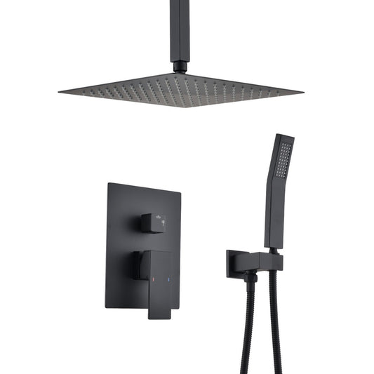Ceiling Mounted Shower System with Handheld 12in Head
