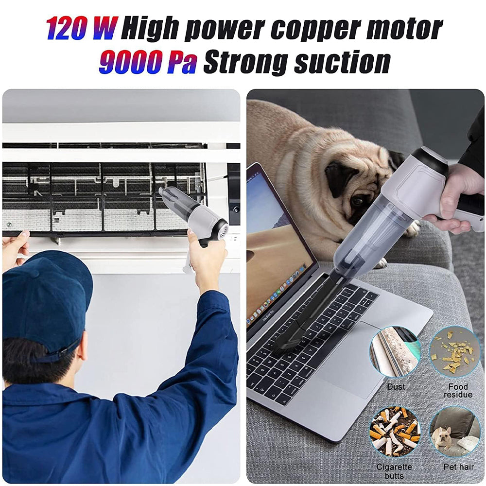 3 in 1 Wireless Handheld Car Vacuum Cleaner Air Blower USB- Rechargeable (car, AC, home, office, keyboard, etc)_13