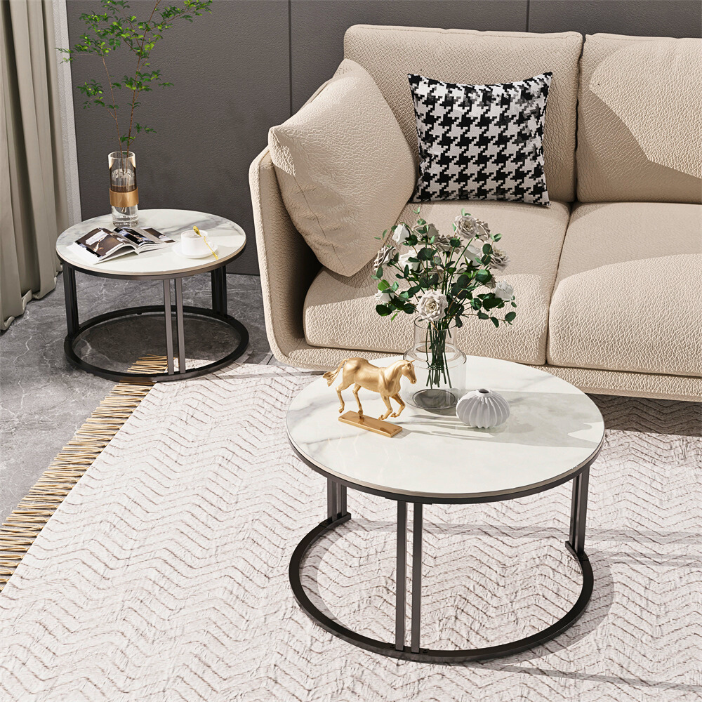 2 Pack Marble Nesting Coffee Table Set