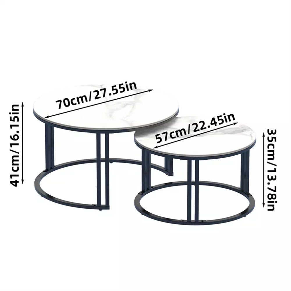 2 Pack Marble Nesting Coffee Table Set
