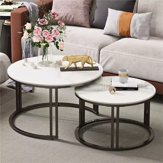 2 Pack Marble Nesting Coffee Table Set