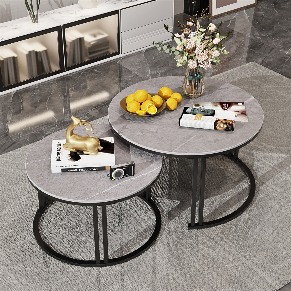 2 Pack Marble Nesting Coffee Table Set