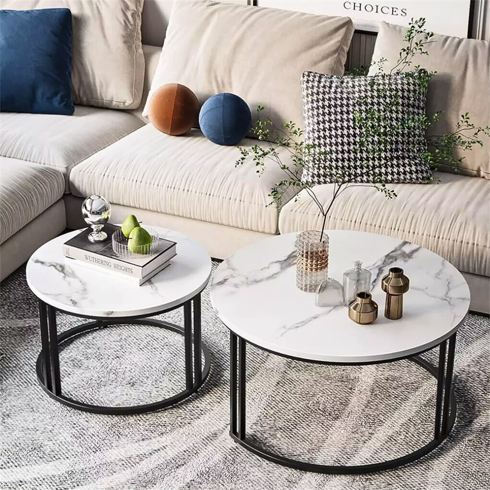 2 Pack Marble Nesting Coffee Table Set