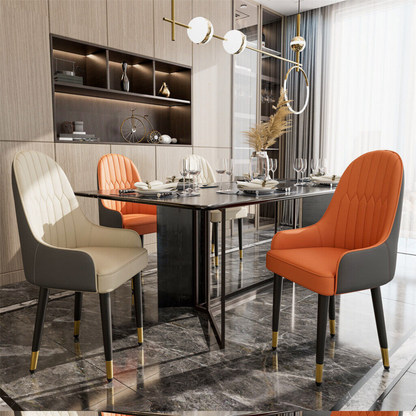 Stylish PU Leather Dining Chairs with Metal Legs