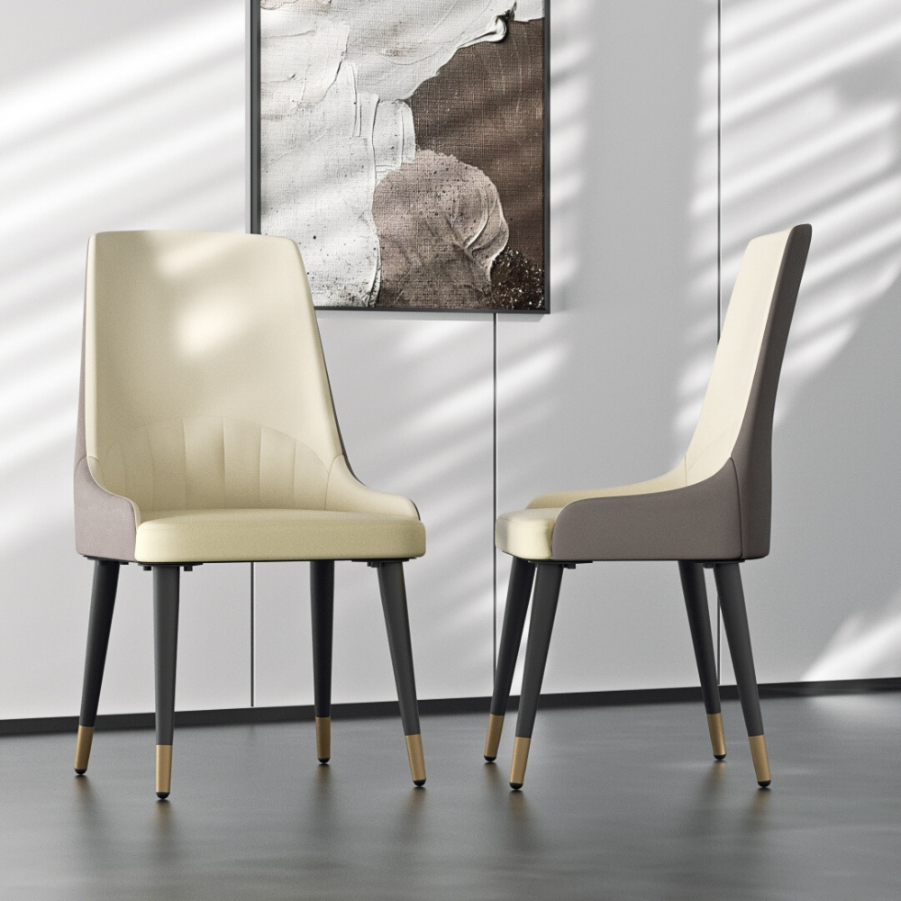 Stylish PU Leather Dining Chairs with Metal Legs