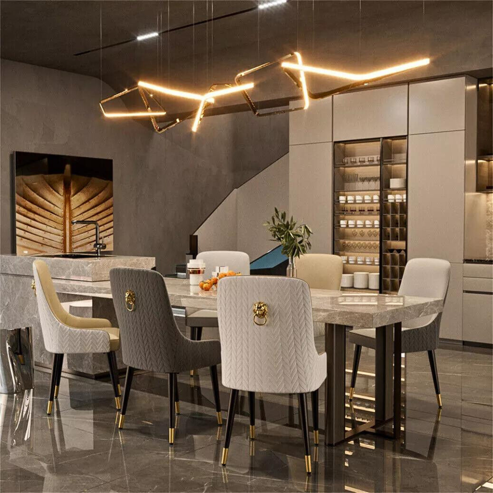 Stylish PU Leather Dining Chairs with Metal Legs