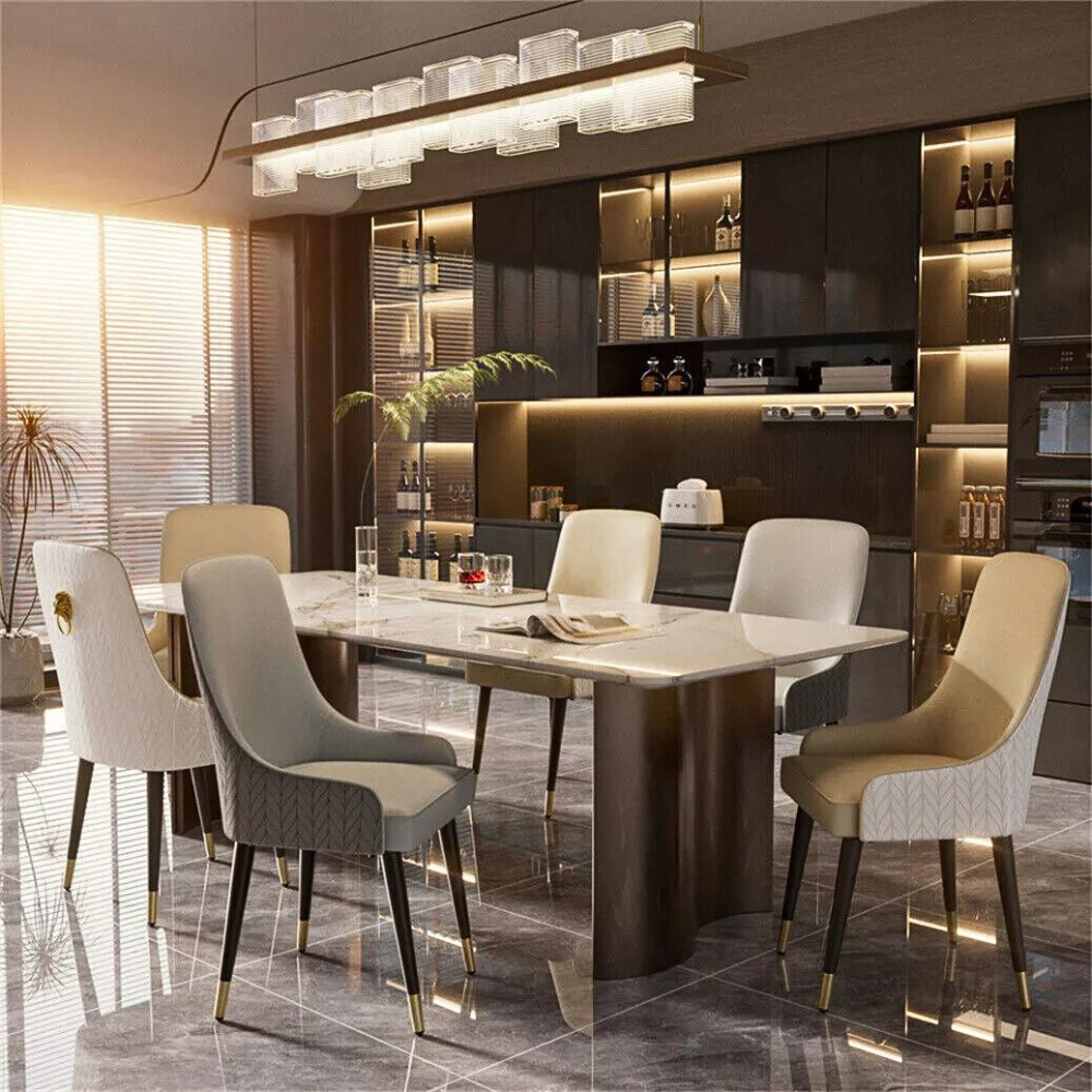 Stylish PU Leather Dining Chairs with Metal Legs